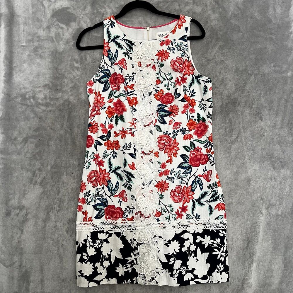 Eliza J women‎ Sleeveless Dress Floral Shift Size 8 Knee Length - Picture 3 of 12